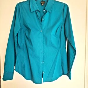 Button up teal and maroon-purple dress shirts